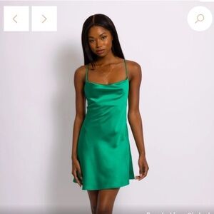 RESA Green Satin Mini Slip Dress